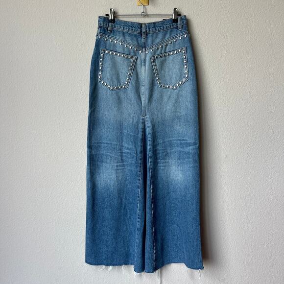 Reformation Tazz Maxi Denim Skirt in Hemlock Studded Size 25 - Picture 4 of 9